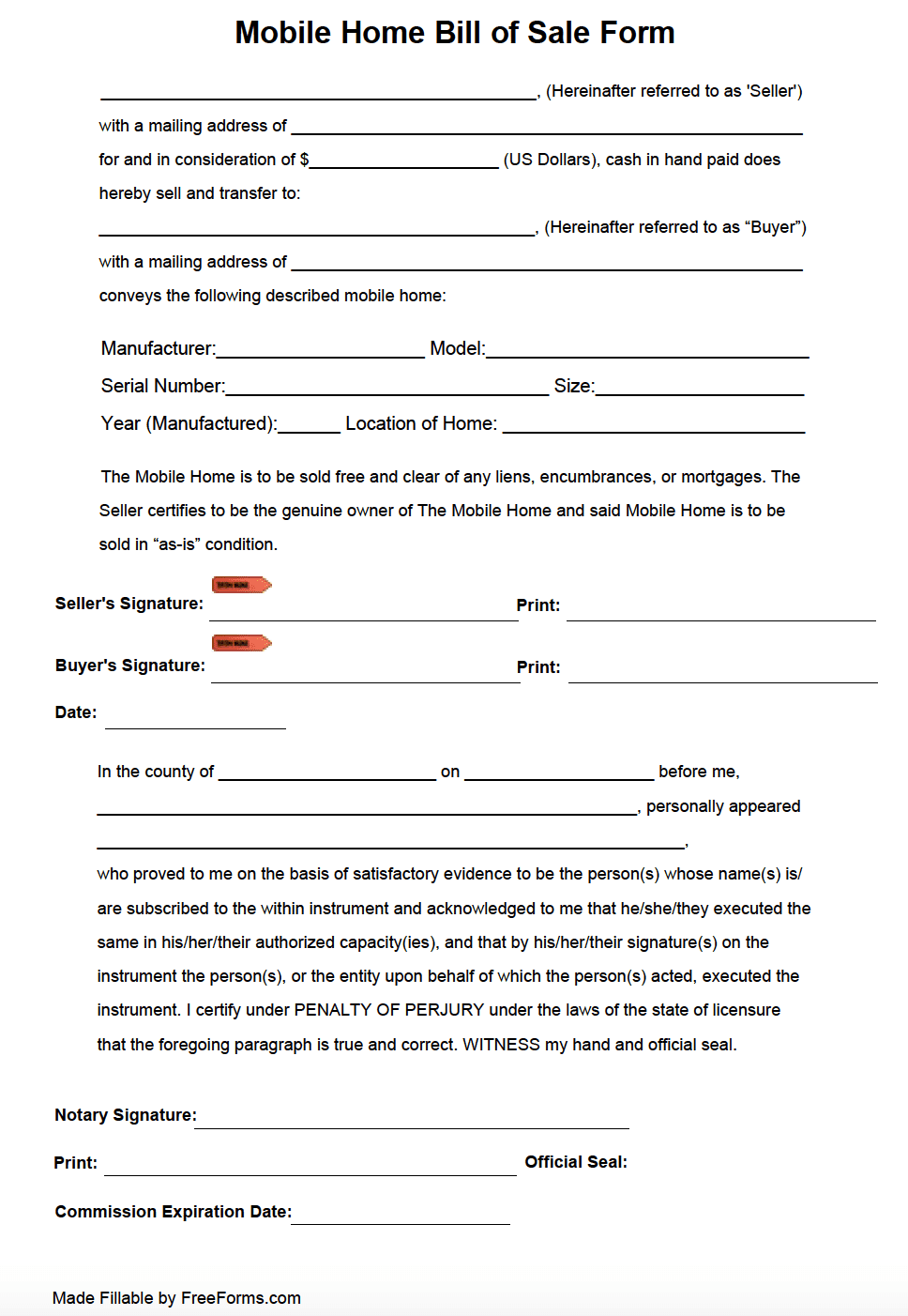 Free Printable Mobile Home Rental Agreement