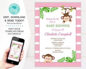 Free Printable Monkey Baby Shower Invitations