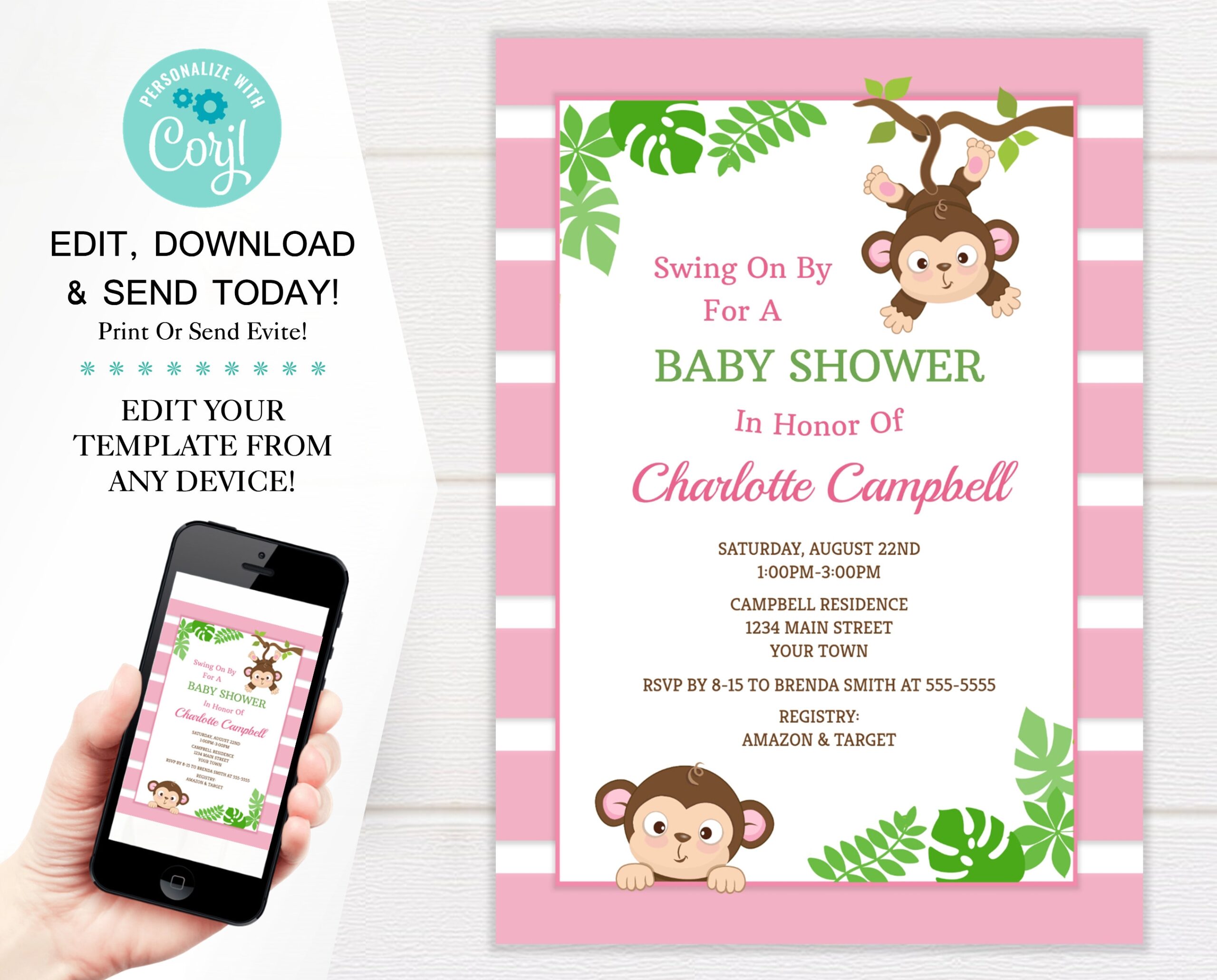Free Printable Monkey Baby Shower Invitations