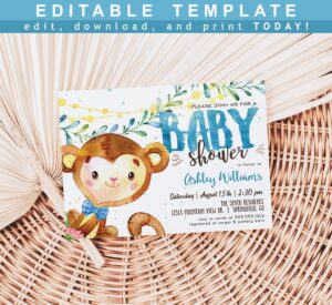 Free Printable Monkey Baby Shower Invitations