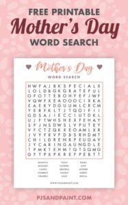Free Printable Mother 39 s Day Word Search Pjs And Paint