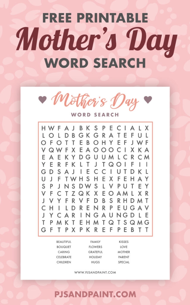 Free Printable Mother 39 s Day Word Search Pjs And Paint