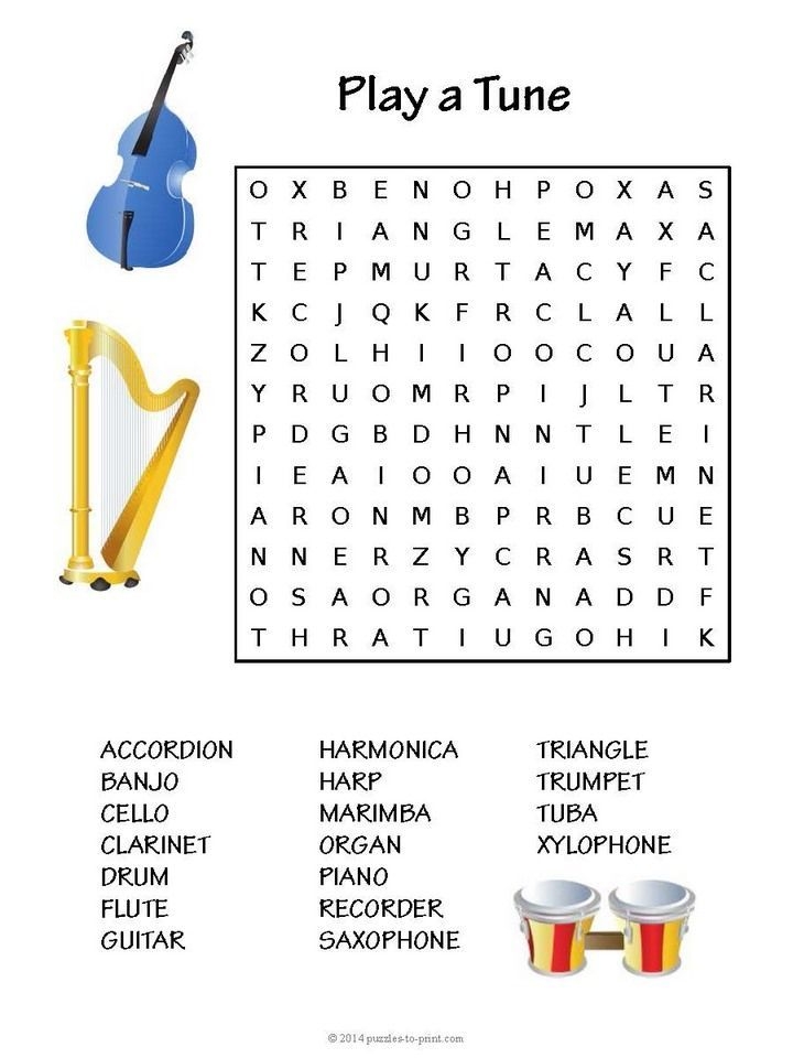 Free Printable Music Word Search Puzzles