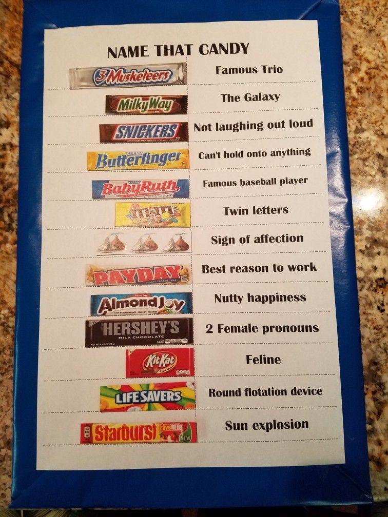 Free Printable Name That Candy Bar Game Printable Word Searches