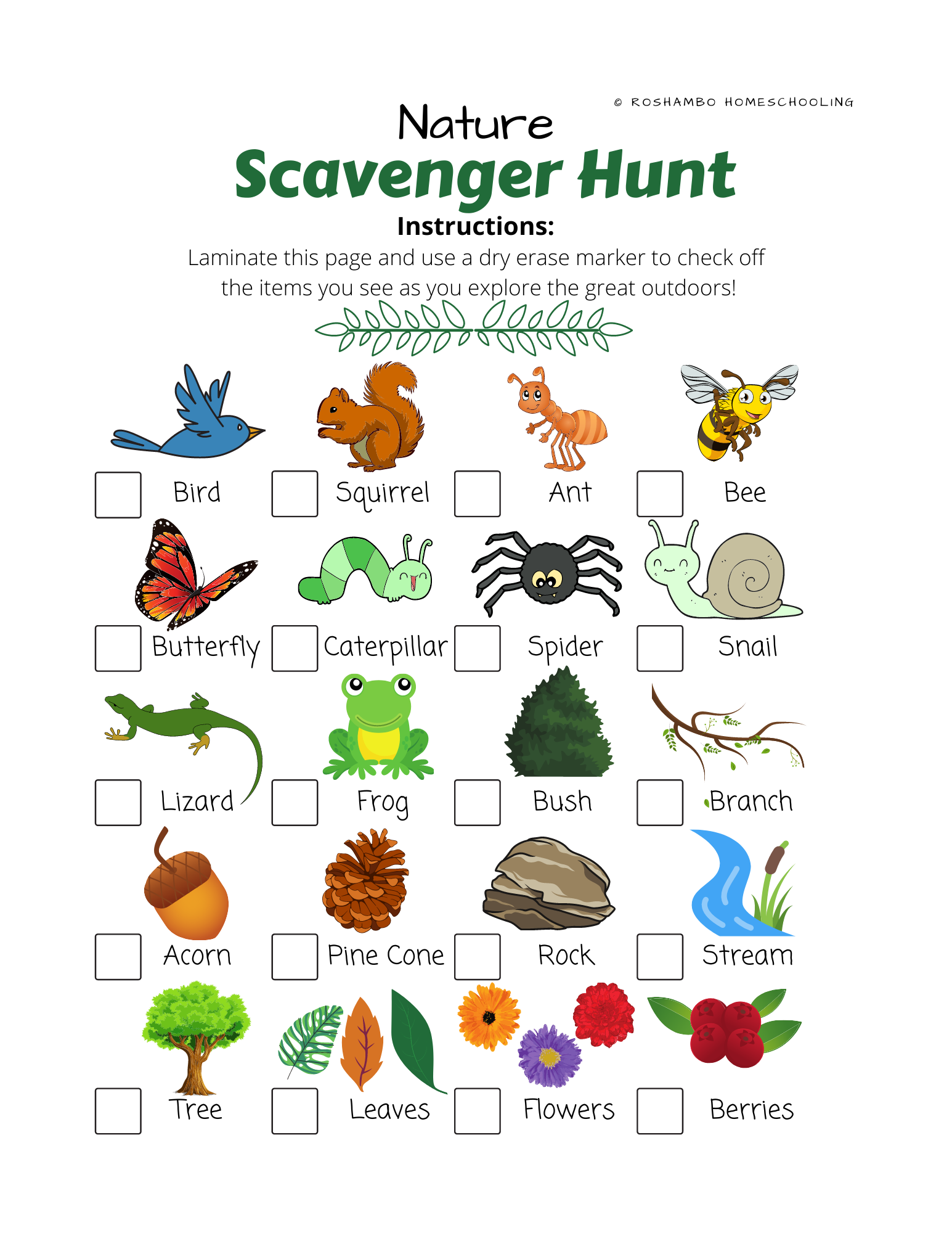 Free Printable Nature Scavenger Hunt Artofit