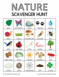 Free Printable Nature Scavenger Hunt For Kids Nature Scavenger Hunts