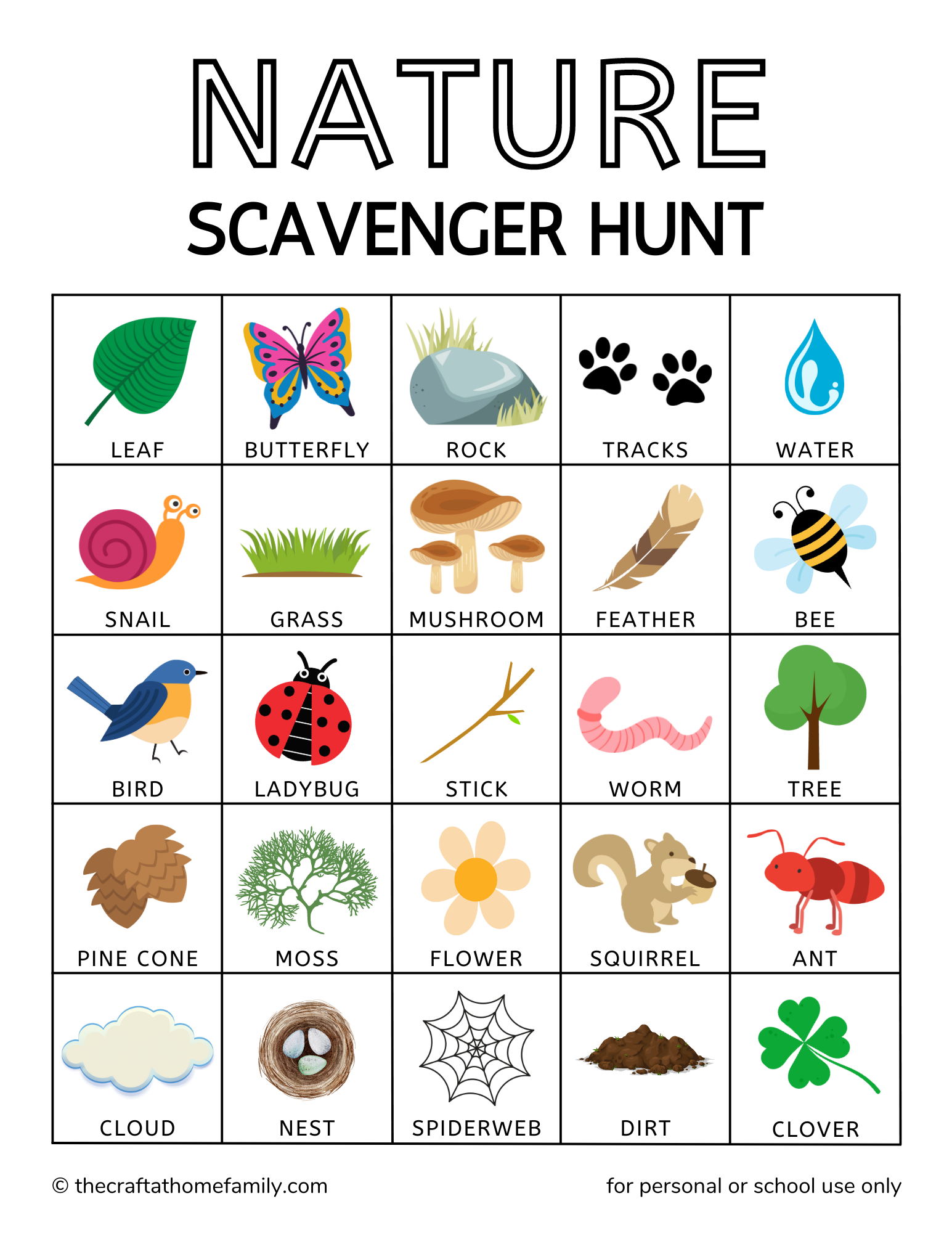 Free Printable Nature Scavenger Hunt For Kids Nature Scavenger Hunts 