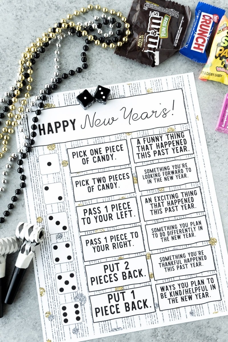Free Printable New Year 39 s Eve Dice Game Play Party Plan