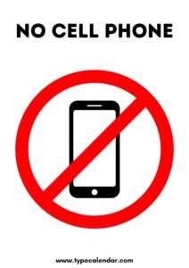 Free Printable No Cell Phone Sign Templates PDF