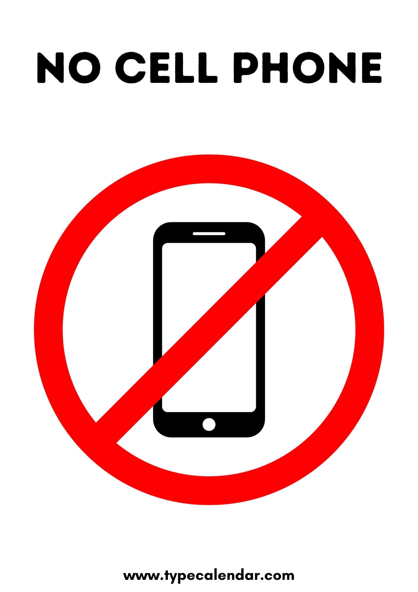 Free Printable No Cell Phone Sign Templates PDF 