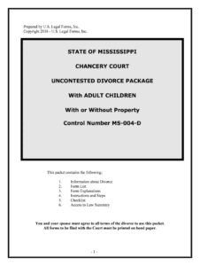 Free Printable No Fault Divorce Forms Mississippi
