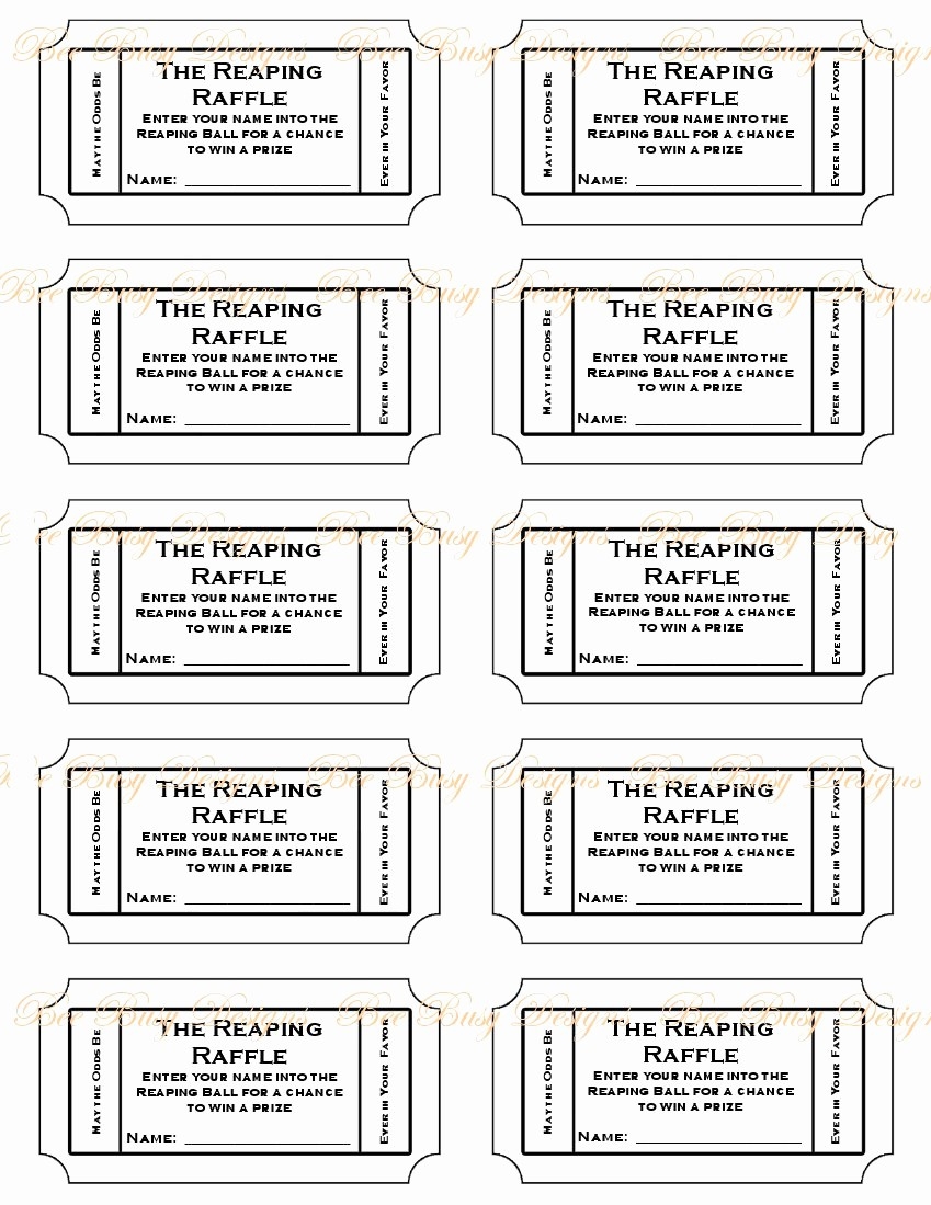 Free Printable Raffle Tickets With Numbers