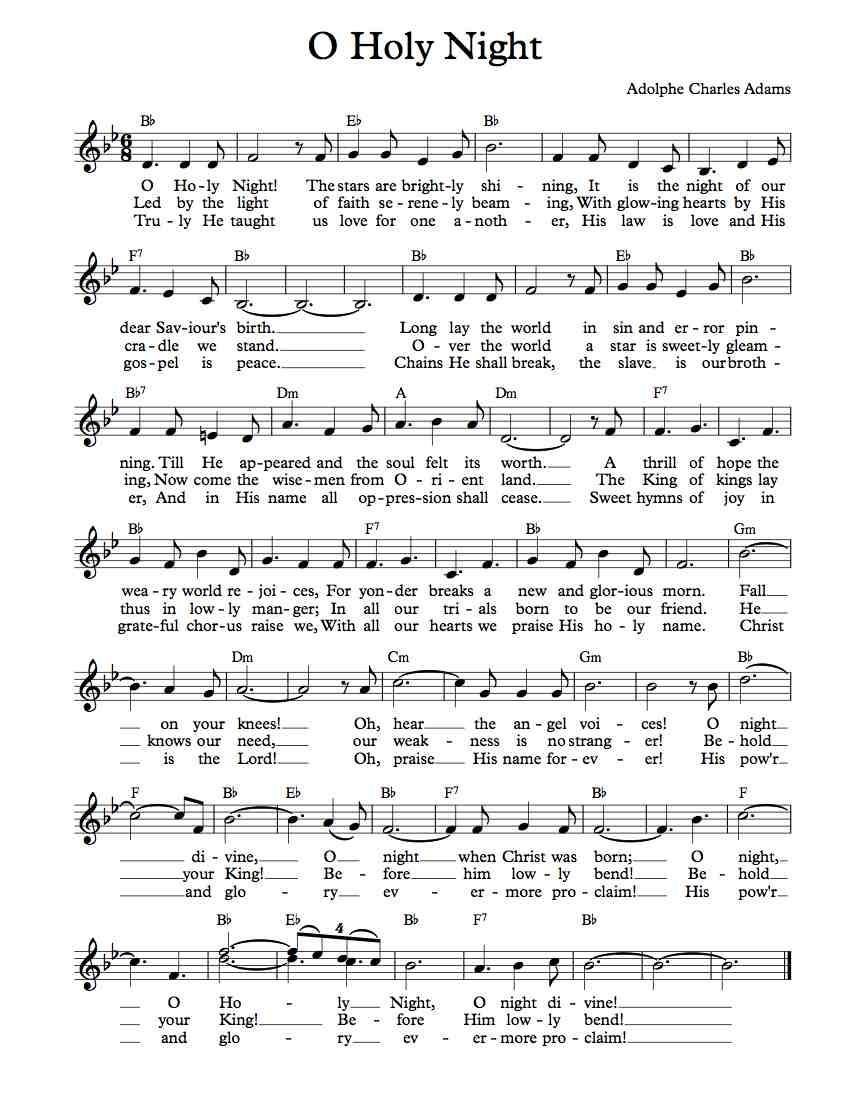 Free Printable O Holy Night Sheet Music Printable Educational Posters
