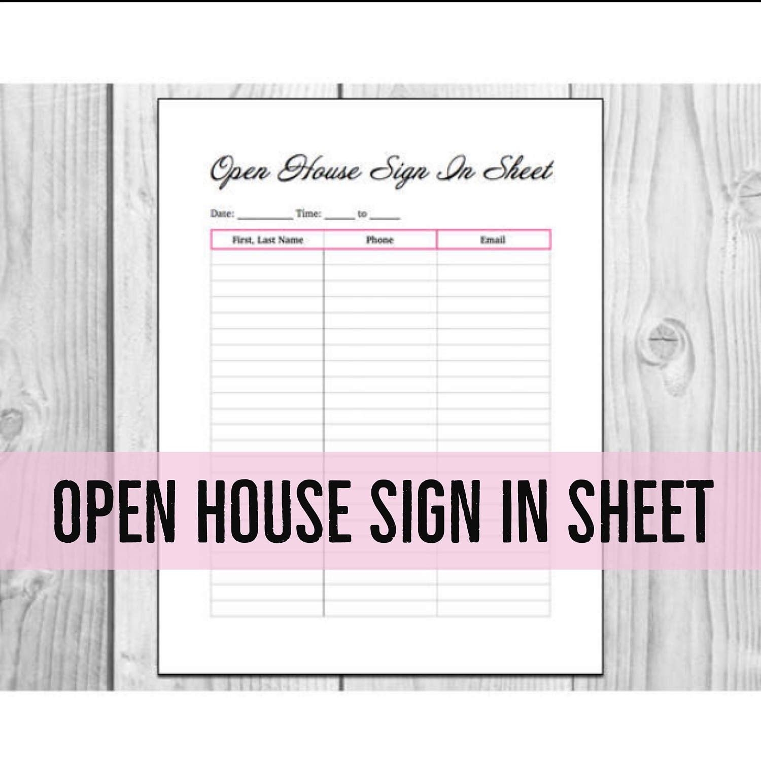 Free Printable Open House Sign In Sheets