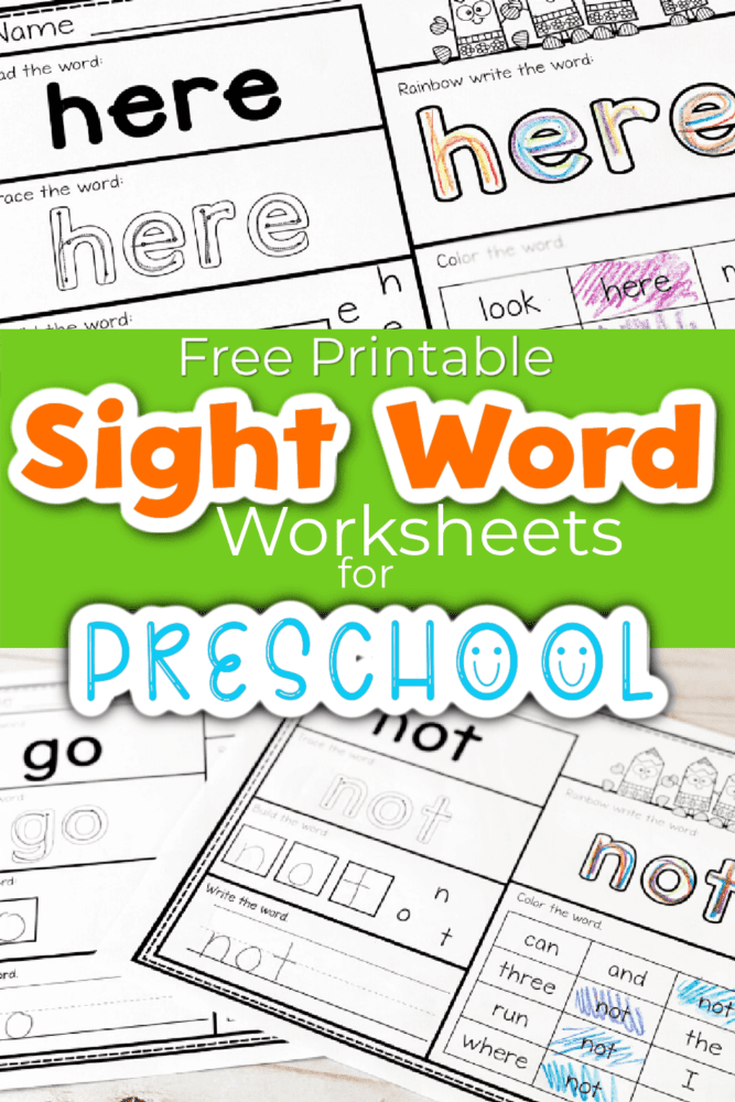 Free Printable Pre K Sight Words Worksheets