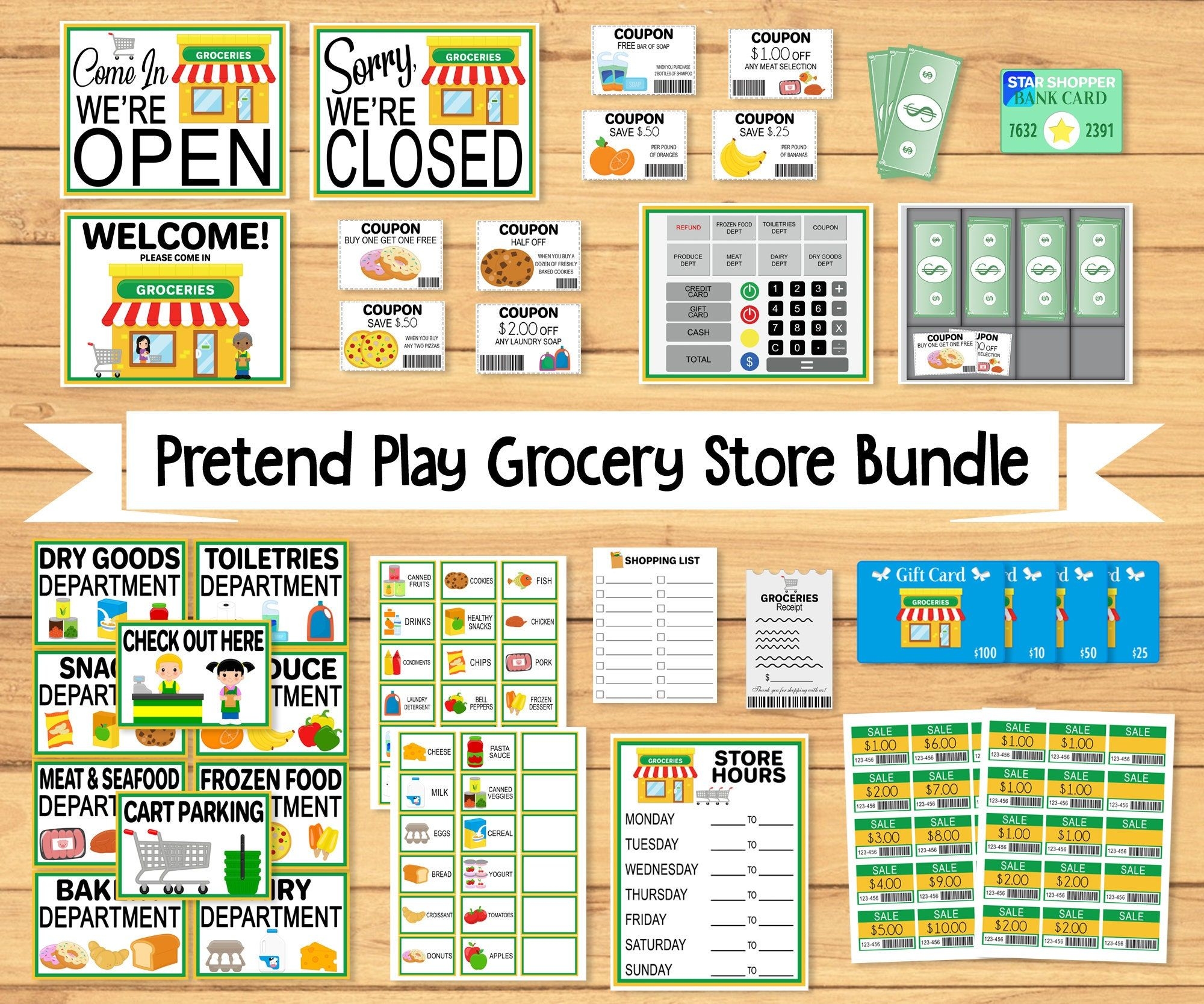 Free Printable Pretend Play Grocery Store Printables