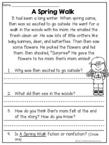 Free Printable Reading Comprehension Worksheets For 2nd Grade Reading