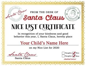 Free Printable Santa 39 s Nice List Certificate Happiness Is Homemade