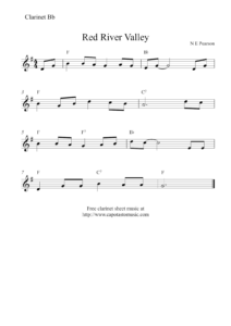 Free Printable Sheet Music Free Easy Clarinet Sheet Music Red River
