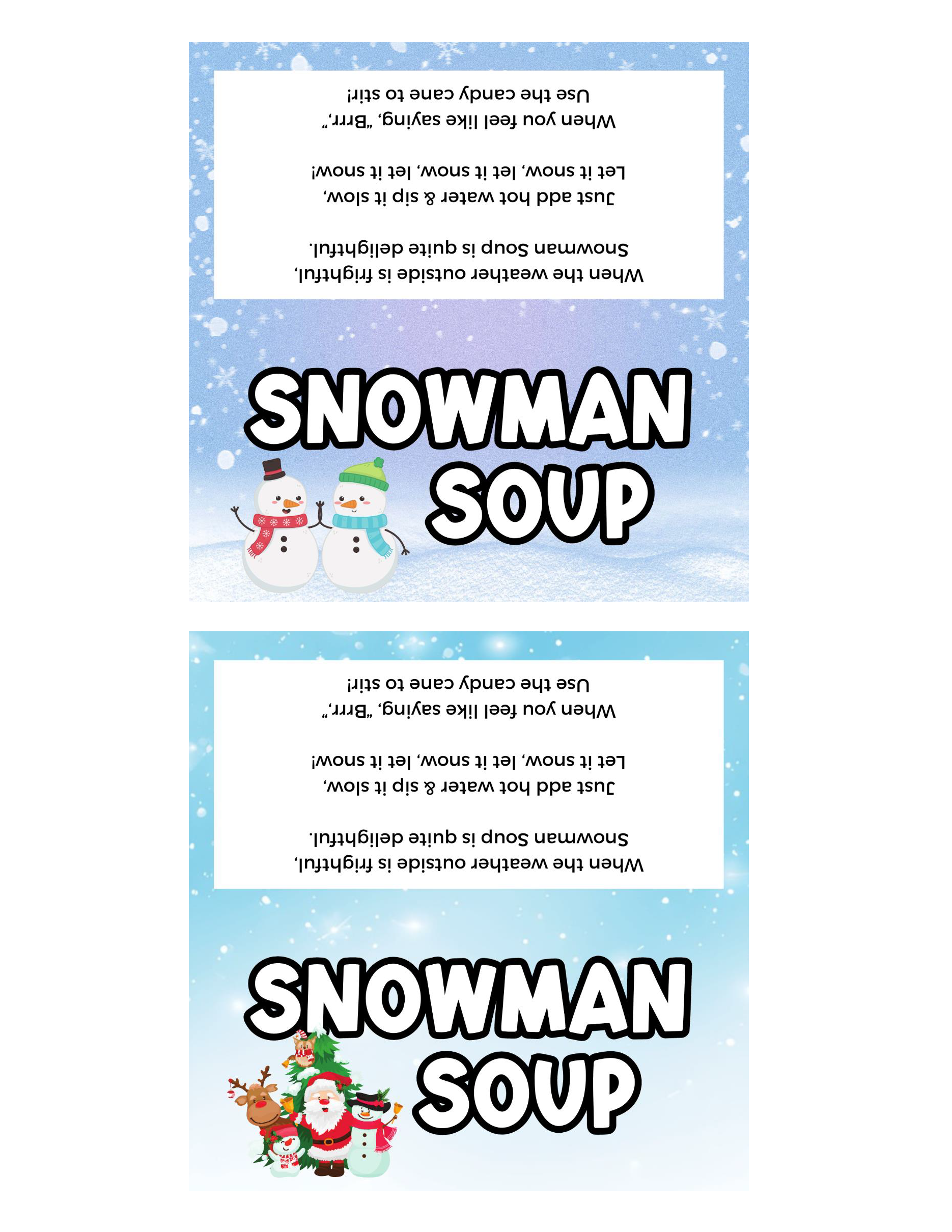Free Printable Snowman Soup Bag Topper Baking You Happier