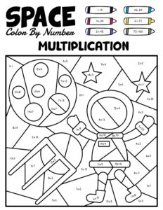 Free Printable Space And Planet Color By Number Multiplication