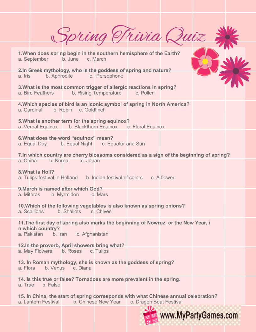 Free Printable Trivia Questions With Answers