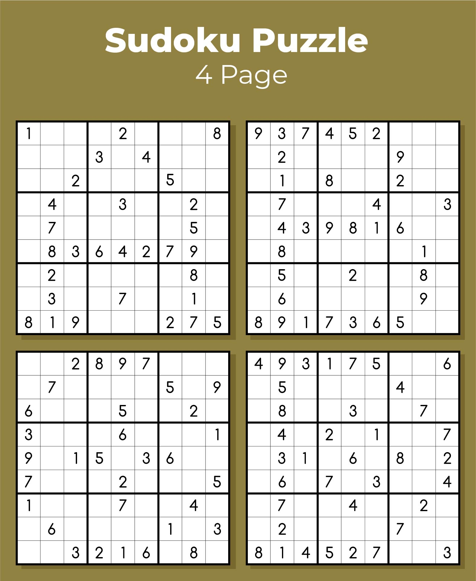 Free Printable Sudoku Puzzles 4 Per Page Printable JD