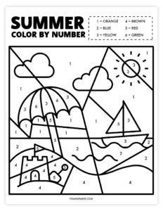 Free Printable Summer Color By Number Worksheet