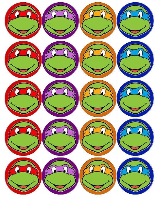 Free Printable Teenage Mutant Ninja Turtle Cupcake Toppers Fillable 