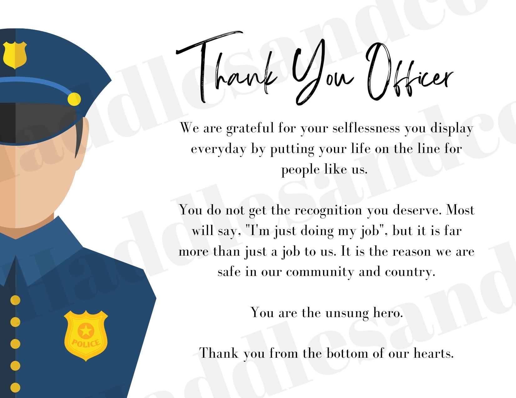 Free Printable Thank You Cards For Police Officers At Kevin Davidson Blog