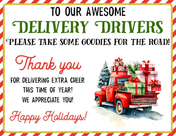 Free Printable Thank You Signs For Delivery Drivers Lovely Planner