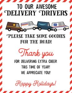 Free Printable Thank You Signs For Delivery Drivers Lovely Planner