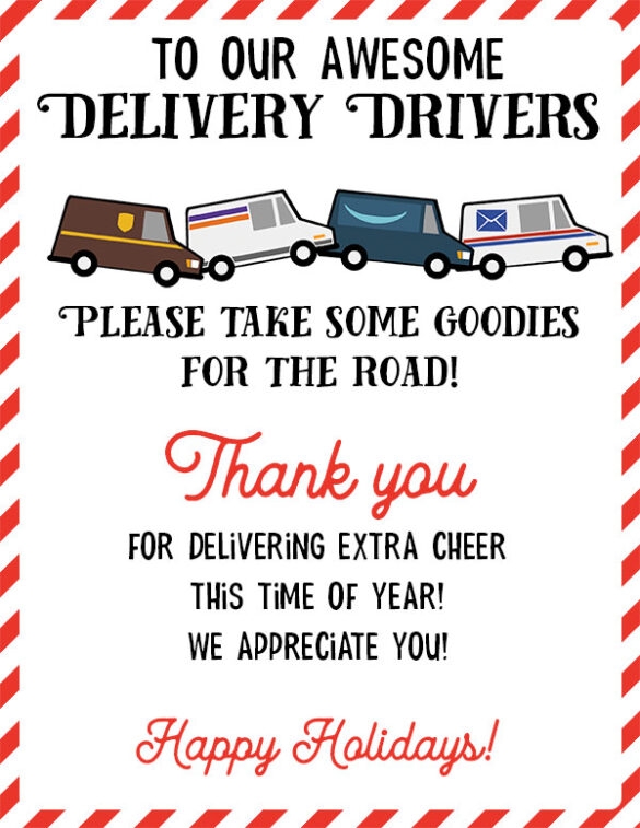 Free Printable Thank You Signs For Delivery Drivers Lovely Planner