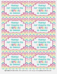 Free Printable Thank You Tags For Birthdays