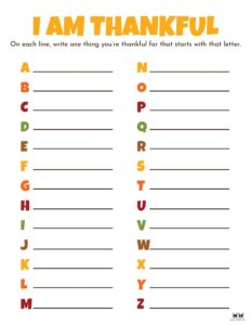 Free Printable Thankful Worksheet