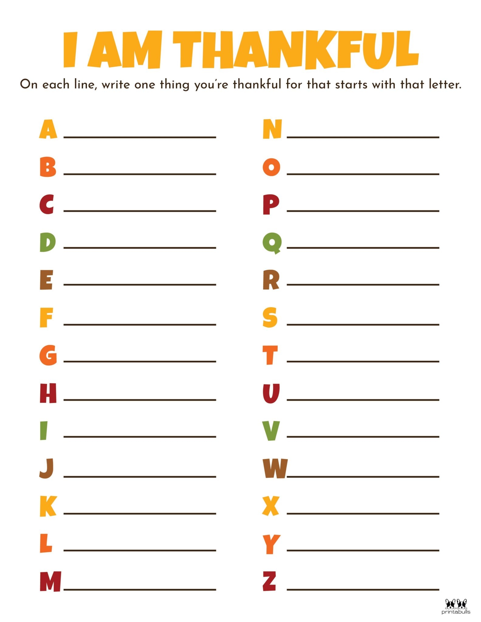 Free Printable Thankful Worksheet