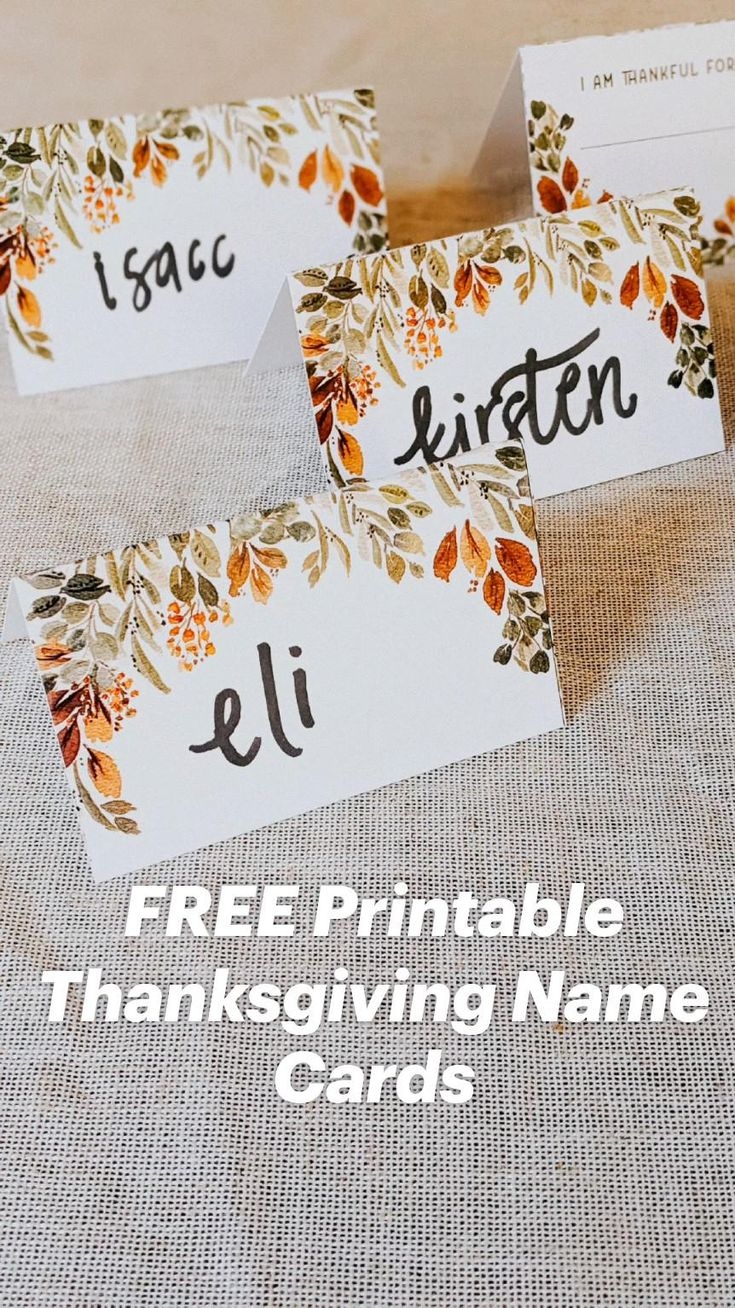 Free Printable Thanksgiving Name Place Cards