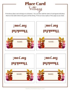 Free Printable Thanksgiving Name Place Cards