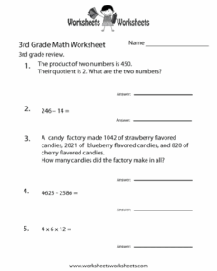 Free Printable Third Grade Math Practice Worksheet Math Worksheets