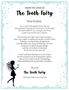 Free Printable Tooth Fairy Letter