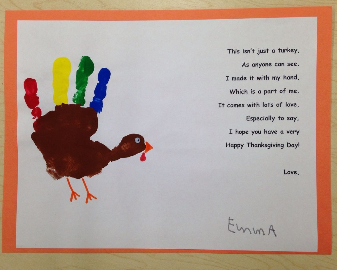 Free Printable Turkey Handprint Poem Printable