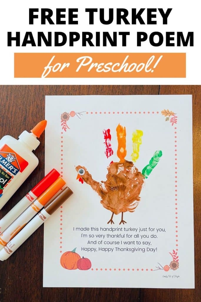 Free Printable Turkey Handprint Poem Printable Simply Full Of Delight