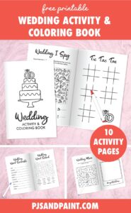 Free Printable Wedding Activity And Coloring Book For Kids Pjs And Paint