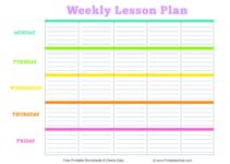 Weekly Lesson Plan Template Free Printable