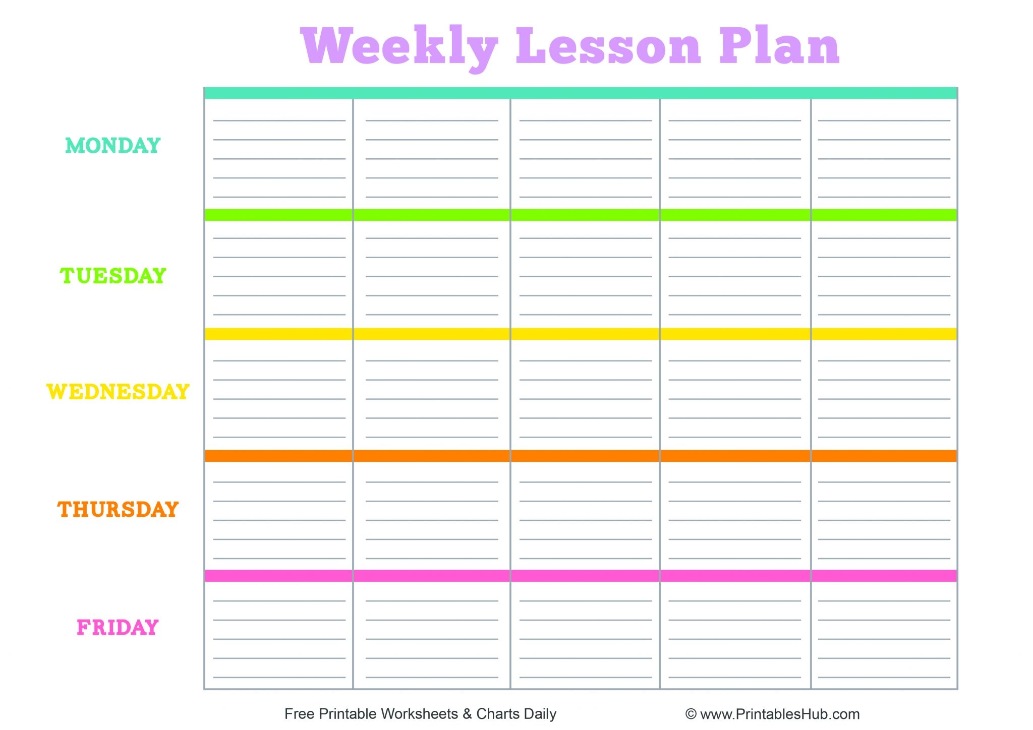 Free Printable Weekly Lesson Plan Template