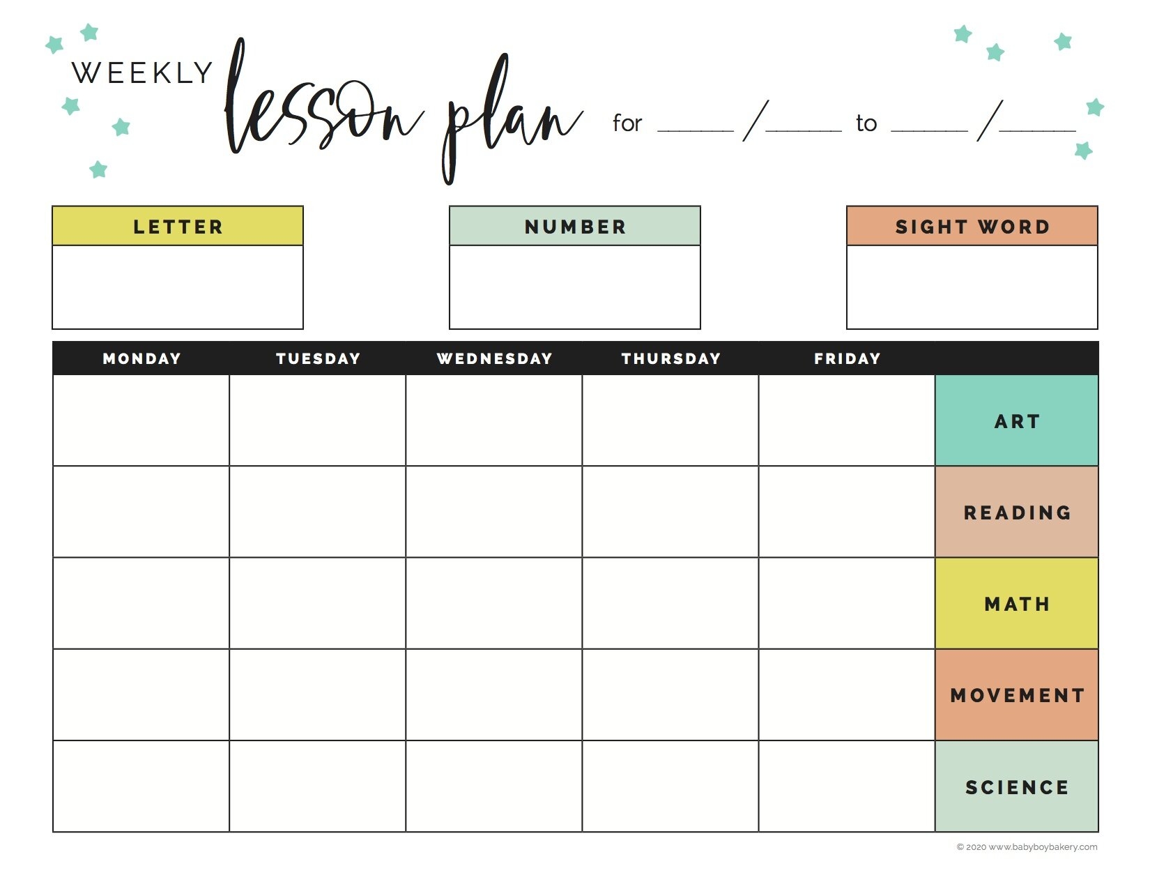 Free Printable Weekly Lesson Plan Template Printable Templates