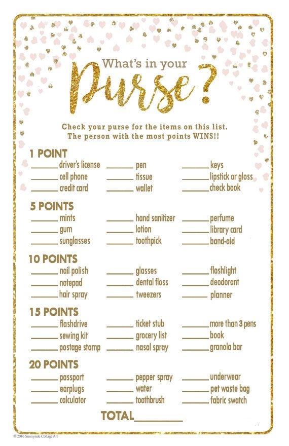 Free Printable What 39 s In Your Purse Game Printable