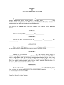 Free Printable Will Forms Washington State Printable Forms Free Online