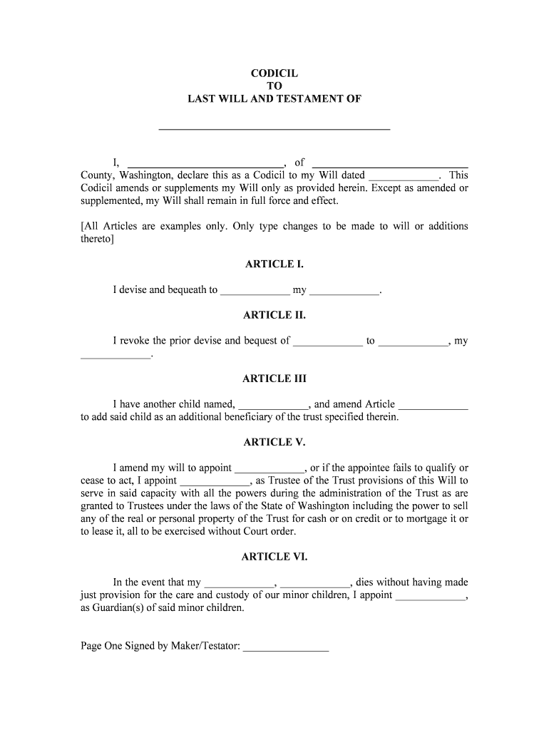 Free Printable Will Forms Washington State Printable Forms Free Online