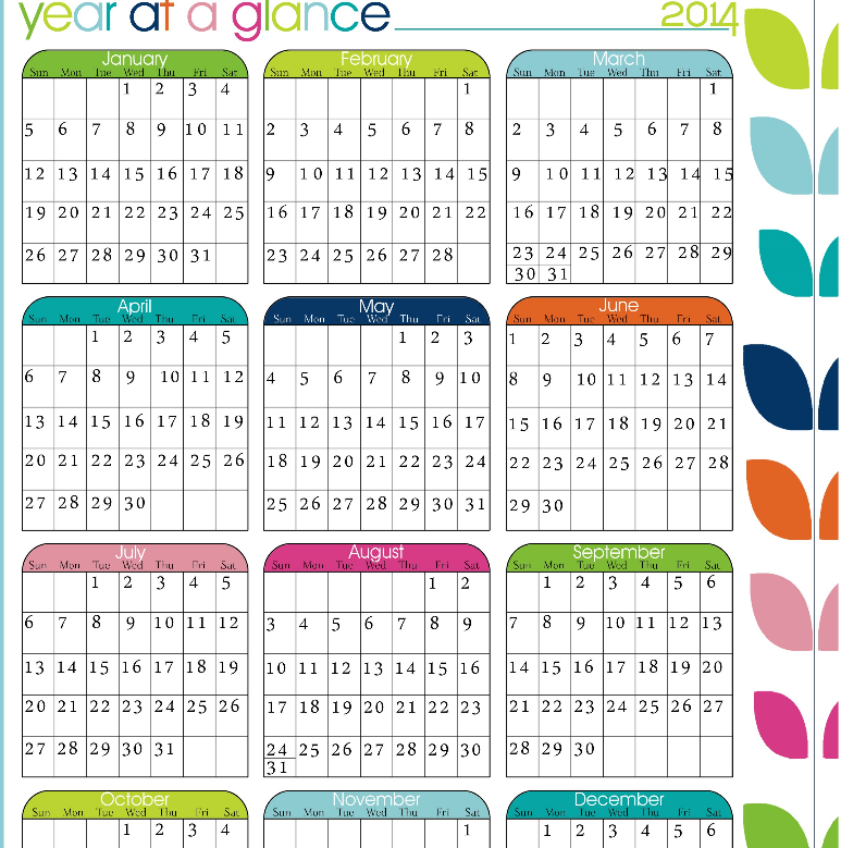 Free Printable Year At A Glance Calendar Calendar Template 2025